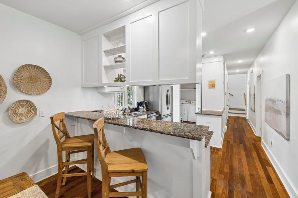 Casual bar seating for quick bites or late-night snacks.