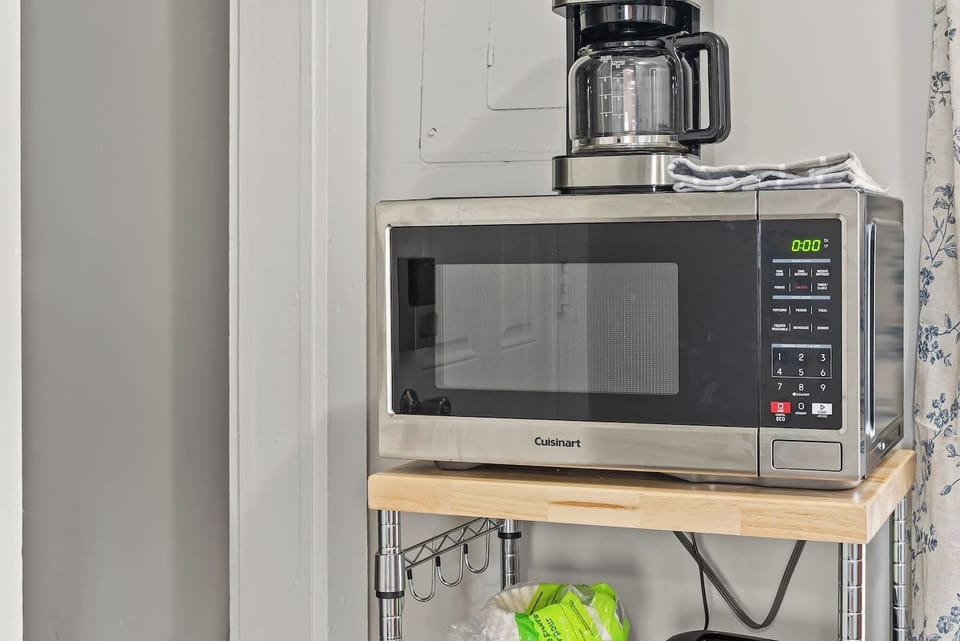 Start your morning right with a coffee maker and microwave ready to go.