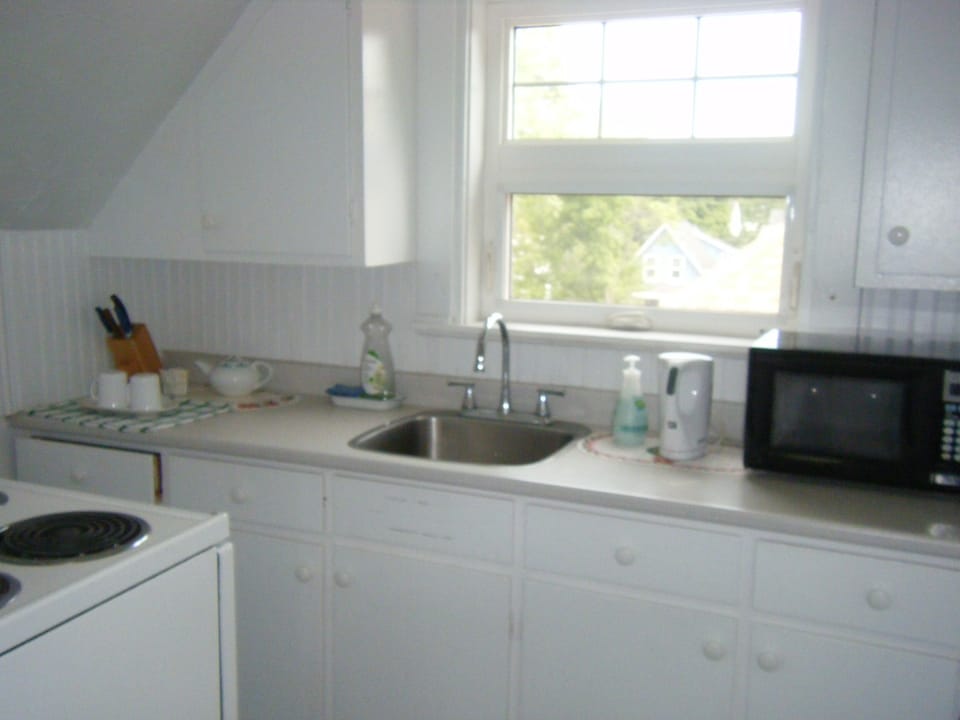 Full-size fridge, microwave, oven, stovetop