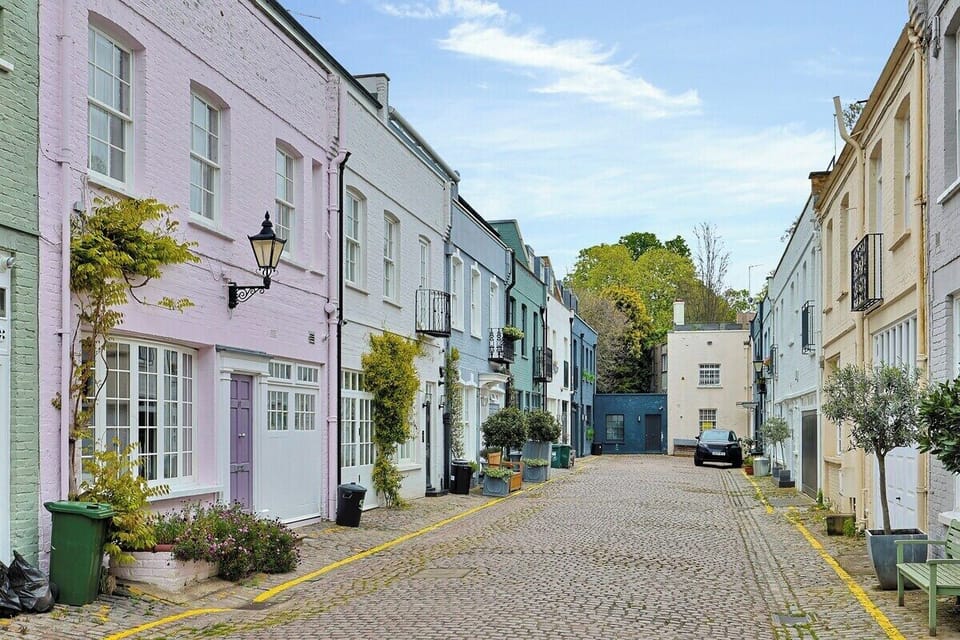Gorgeous colourful row of homes leading to our mews house