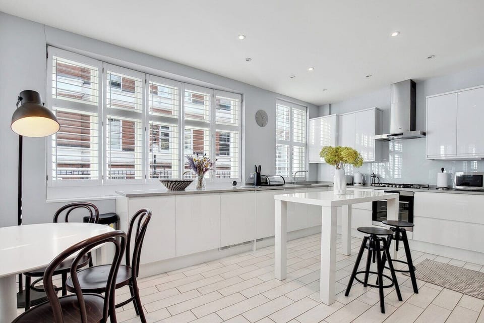 Large open plan kitchen and dining areas