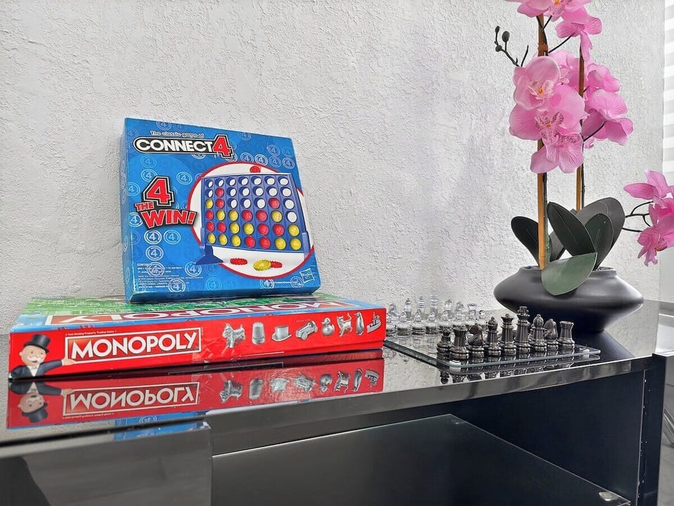 Enjoy a selection of classic board games for some fun downtime.