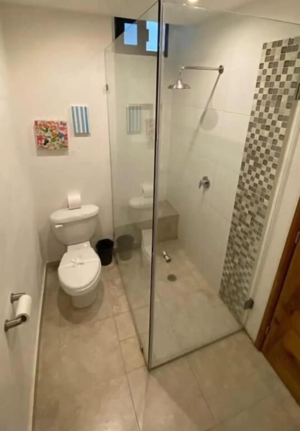 Shower, towels, soap, shampoo