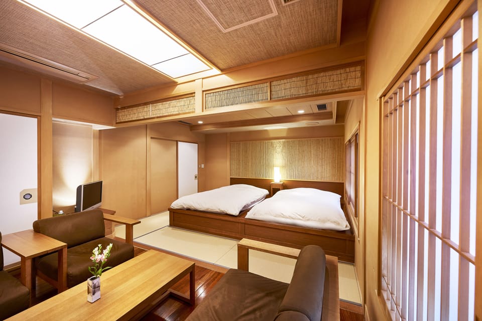 Deluxe Japanese Style Room, with Open Air Bath | Down comforters, minibar, in-room safe, iron/ironing board (on request)