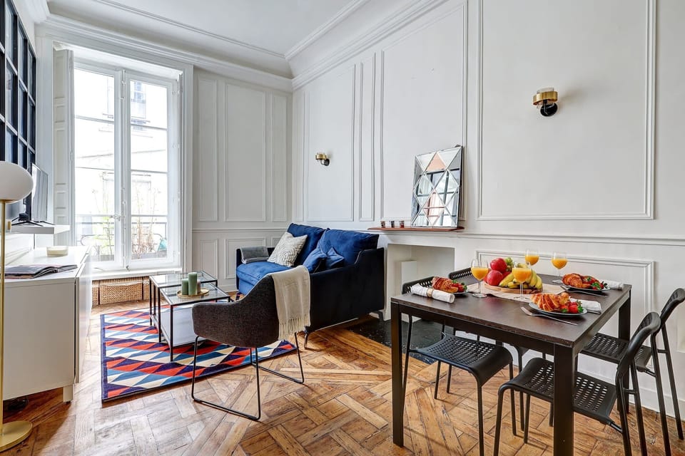The open-plan living and dining area