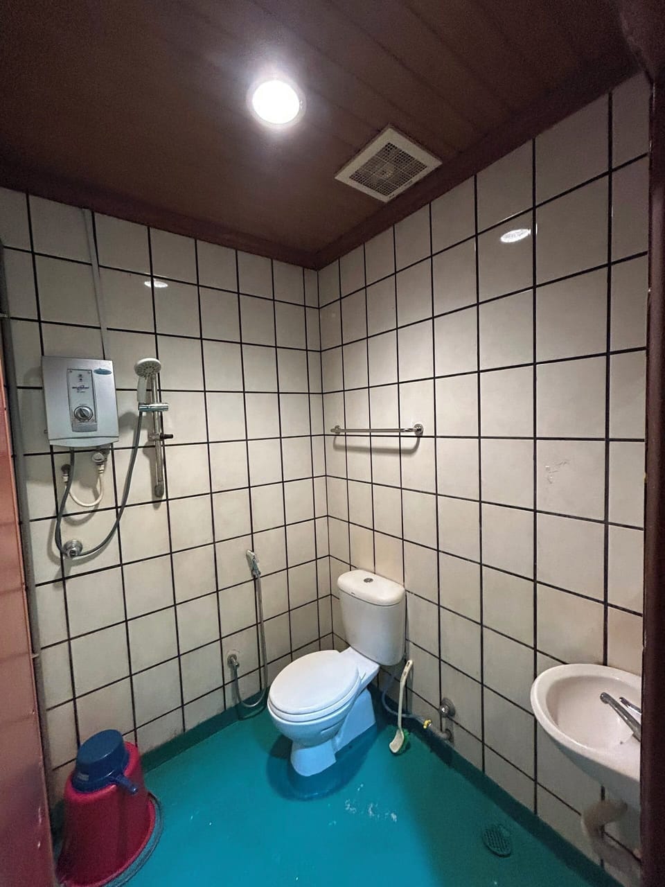 Shower, towels, soap, shampoo