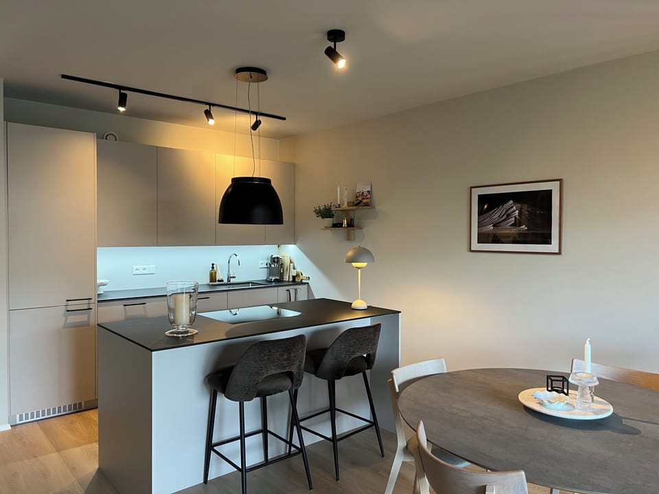 Kitchen with an island. 
