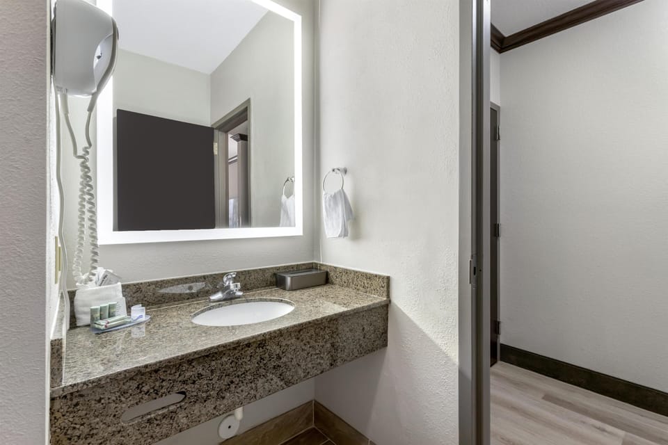 Standard Room, 1 King Bed, Non Smoking, Jetted Tub | Bathroom | Combined shower/tub, eco-friendly toiletries, hair dryer, towels