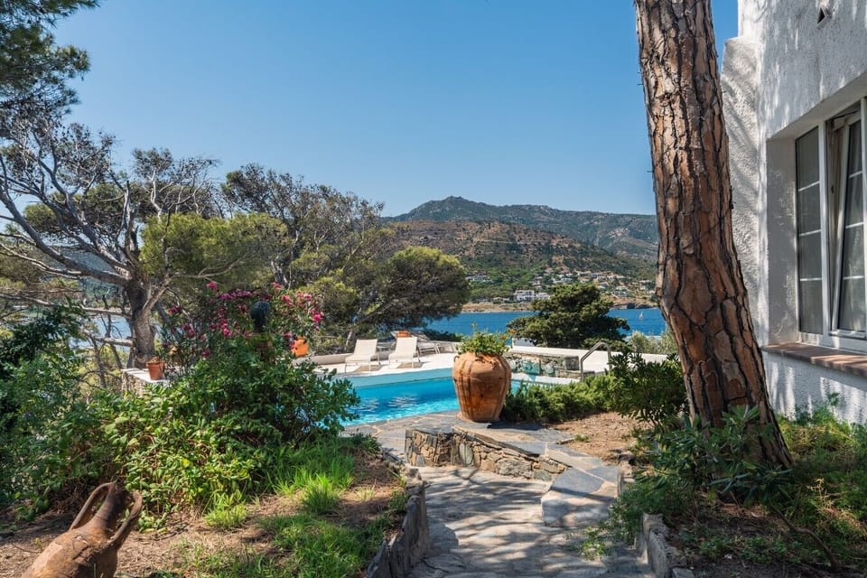 Garden and pool overlooking the Mediterranean