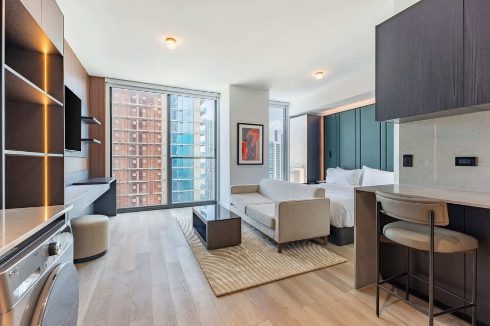 Sip morning coffee or grab a bite at the kitchen counter, with space for 2​