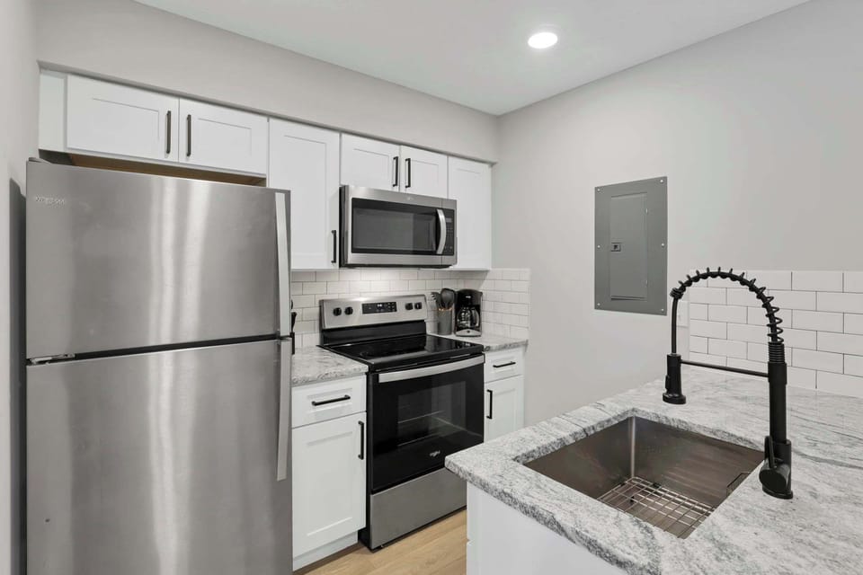 Stainless steel appliances and a layout built for efficiency