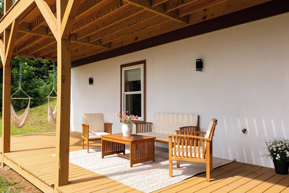 2 cozy hammock chairs that are everyone's favorites! Guests love them!