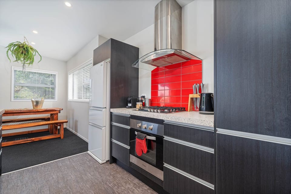 Fully Equipped Kitchen with gas hob, oven, fridge freezer, microwave, coffee machine