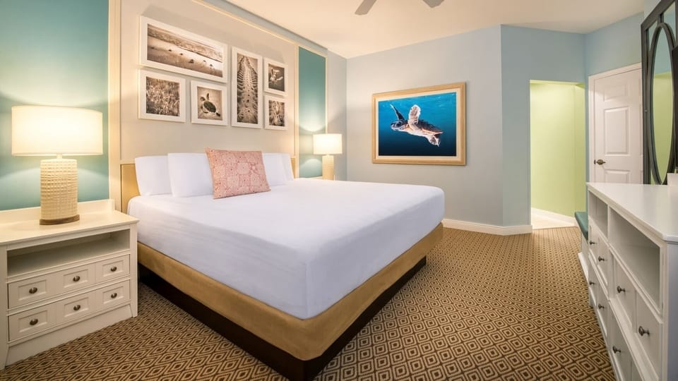 Primary Bedroom • King Bed & Sea Turtle Artwork