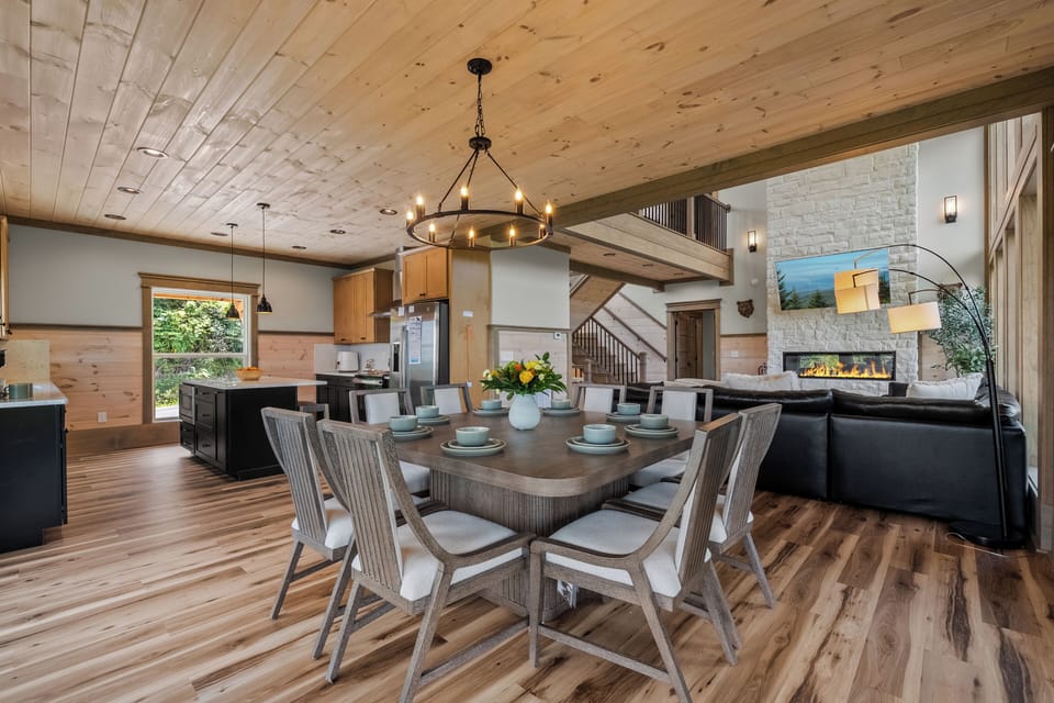 Spacious dining area offering plenty of seating within the open-concept kitchen and living space.