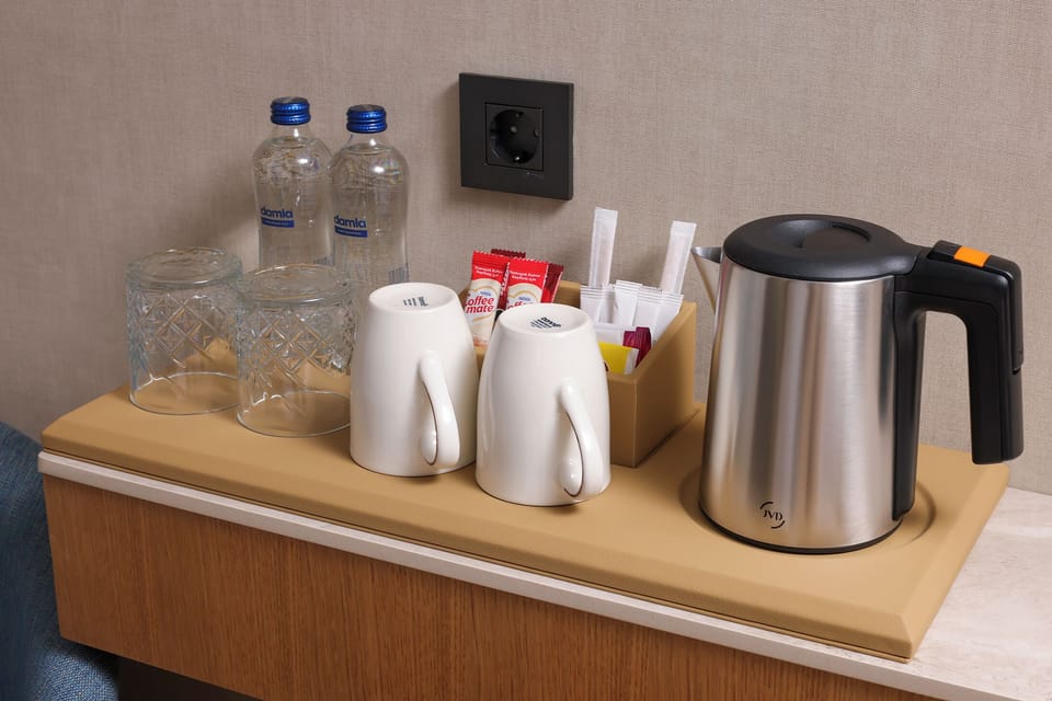 In-room safe, desk, laptop workspace, soundproofing