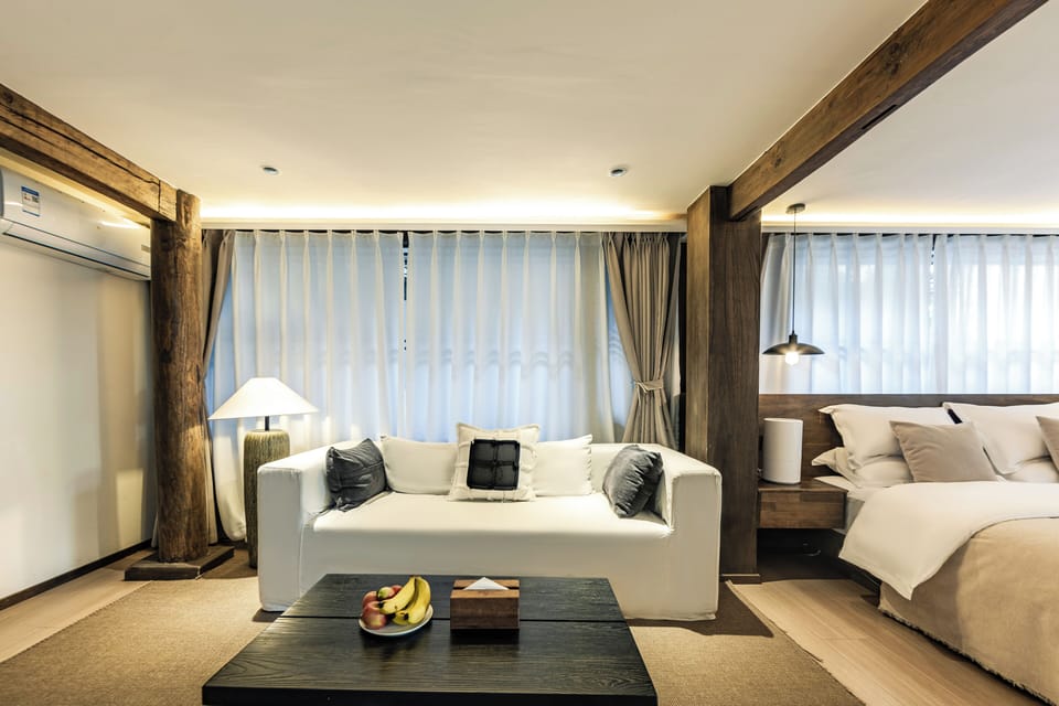 Family Double Room, Lanai | Living area | 75-inch LCD TV with digital channels, video library, stereo