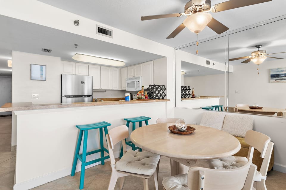 Dining table with bar seating