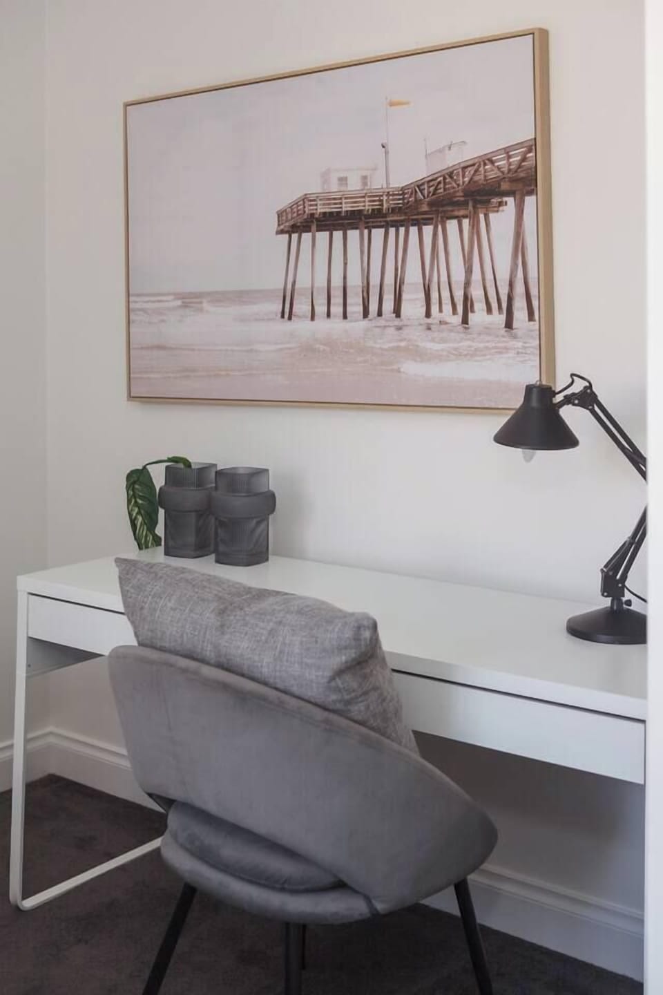 A dedicated workspace provides a quiet setting for focused work or quiet reflection.