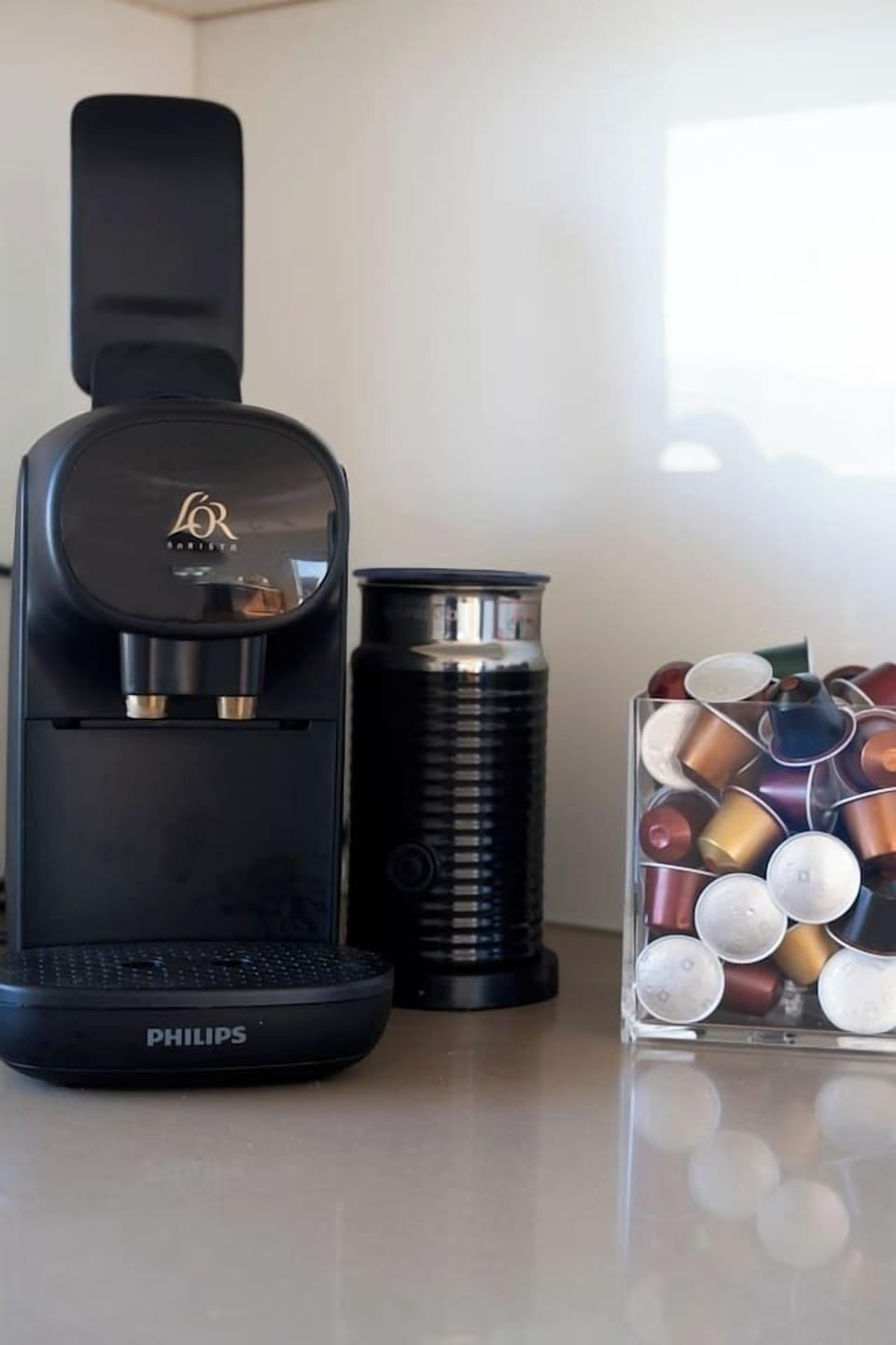 Brew café-quality coffee using the L’OR pod machine and milk frother, a perfect morning ritual you’ll look forward to daily.