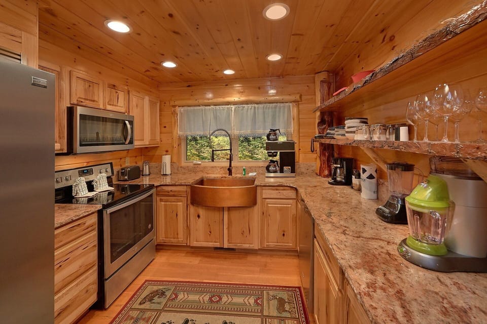 Luxurious kitchen with granite countertops
