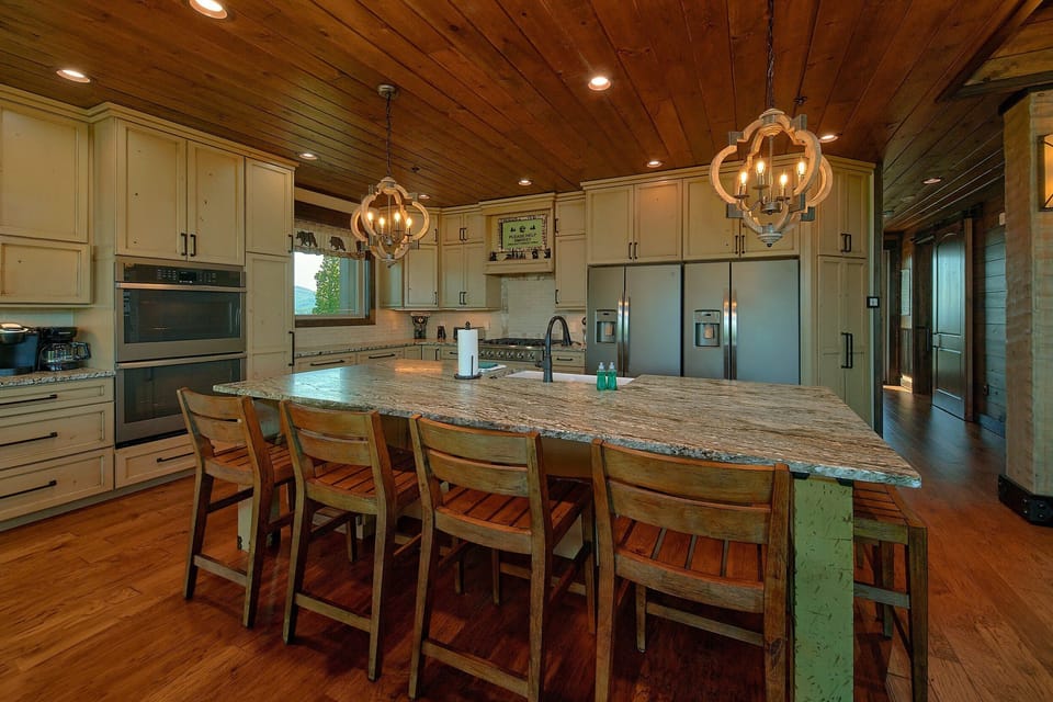 Luxurious kitchen in 6 bedroom Gatlinburg cabin