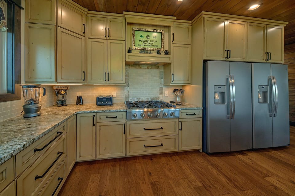 Luxurious cabin kitchen with double fridges