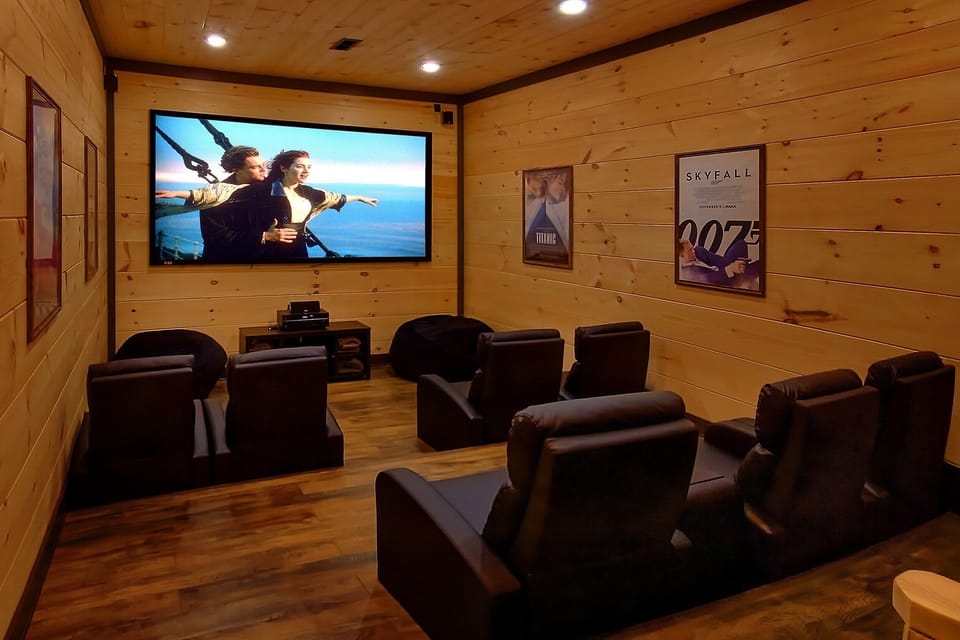 Theater Room with Large Projector Screen