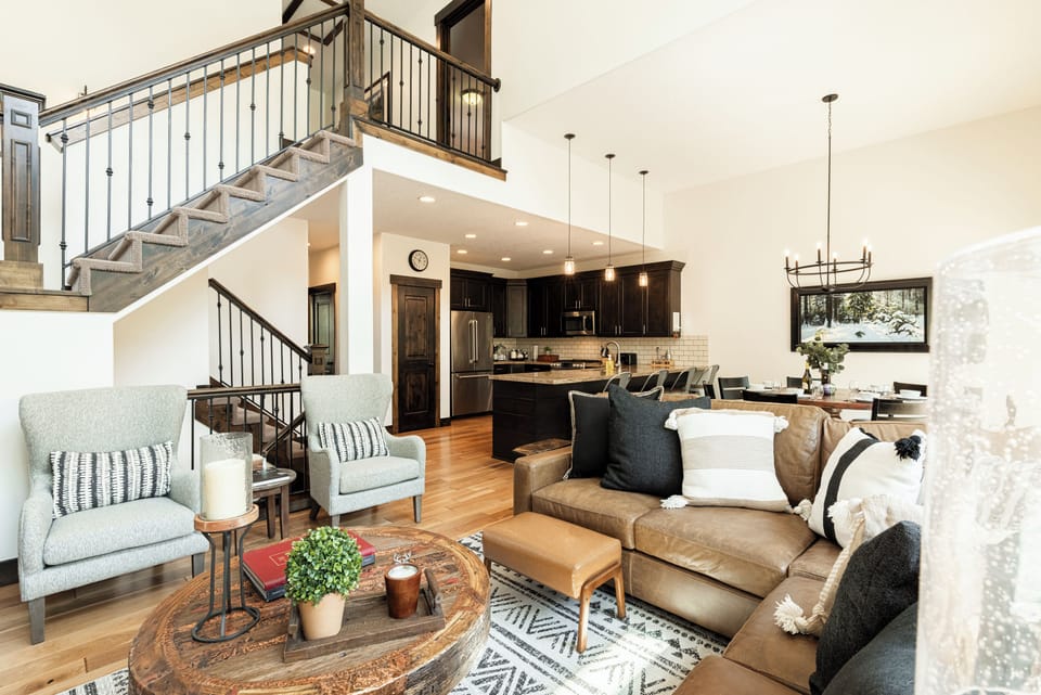 2nd/main level great room with hardwood floors