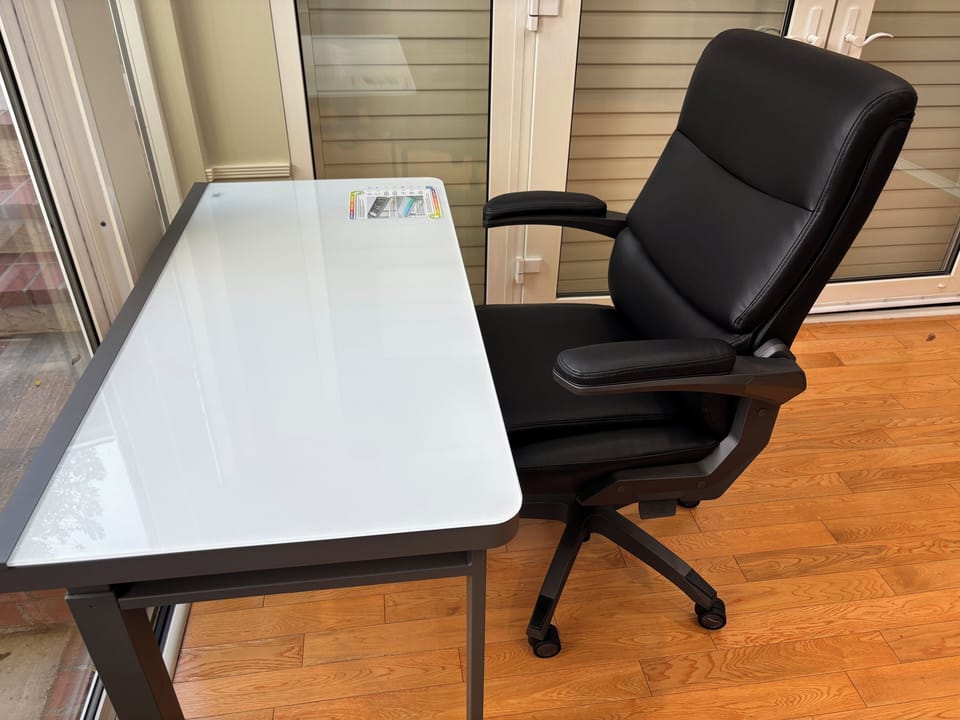 Desk and chair in the sunroom 