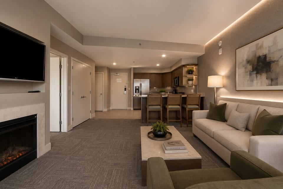Family Suite, City View | Living area | 43-inch flat-screen TV with cable channels