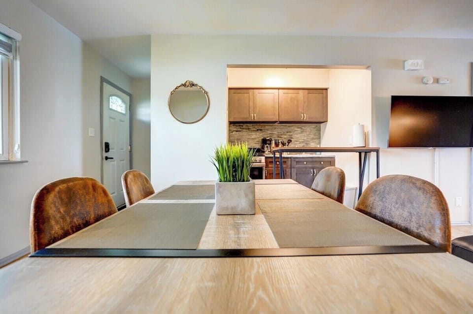 Dining area. Kitchen is in the background