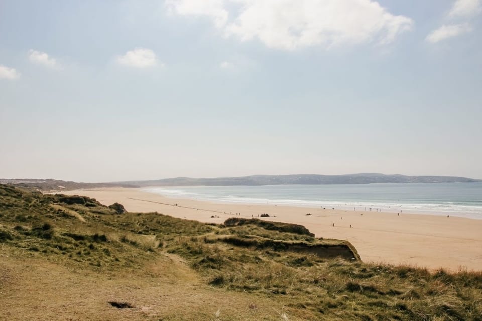 Views across St Ives Bay and Gwithian Towans beach near 50 Gwithian Towans
