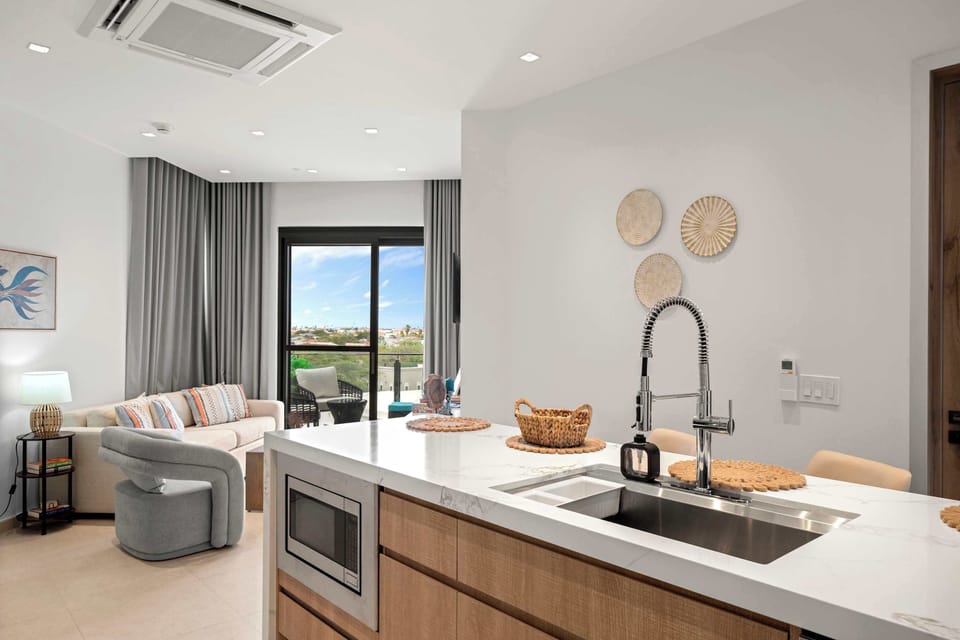 A bright, open layout that lets you see straight through to the outdoor space