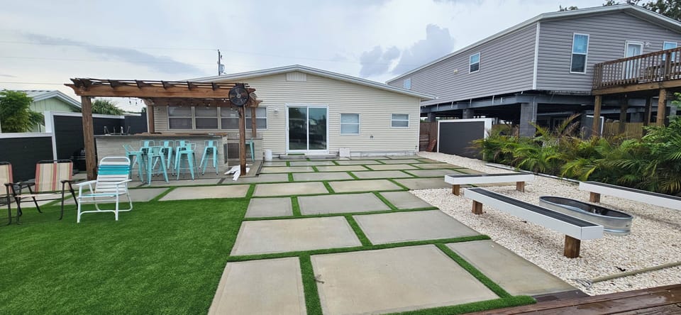terrace patio, grill, backyard, bar and firepit seating