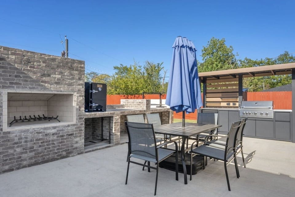 Outdoor grill, firepit, smoker, rotisserie spit, mini fridge