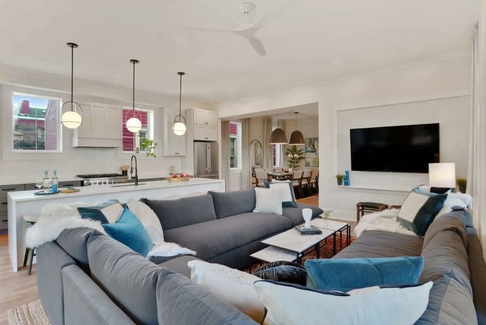 Open Concept Living Room | XL Flat Screen TV | First Floor | Central Common Area
