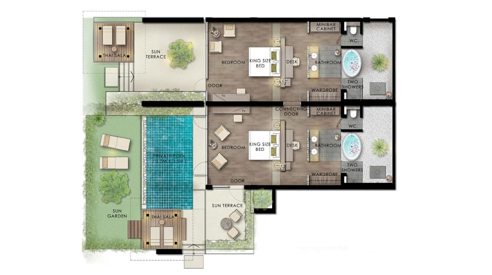Two Bedroom Pool Residence | Floor plan