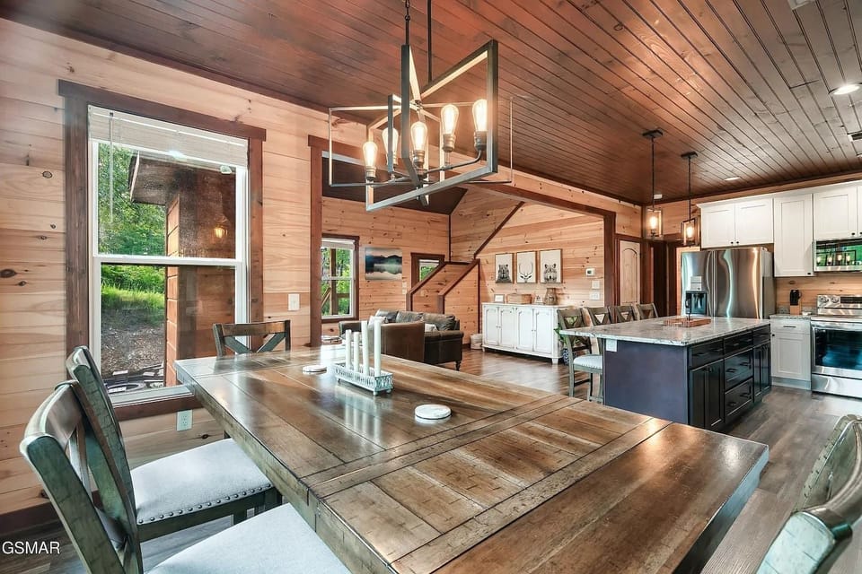 Large dining space comfortably seats your entire group.