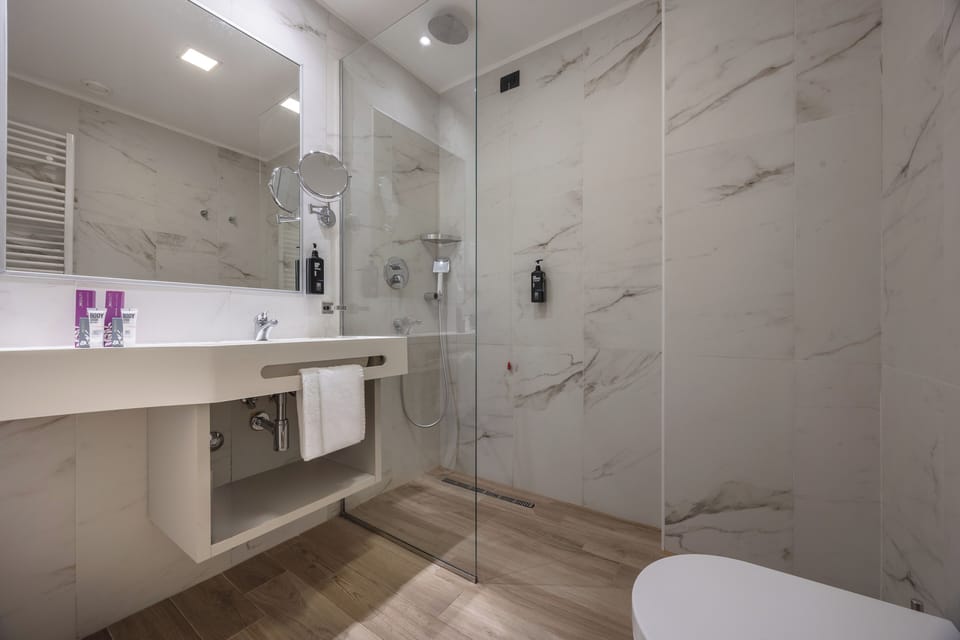 Deluxe Double Room | Bathroom | Combined shower/tub, free toiletries, hair dryer, bidet