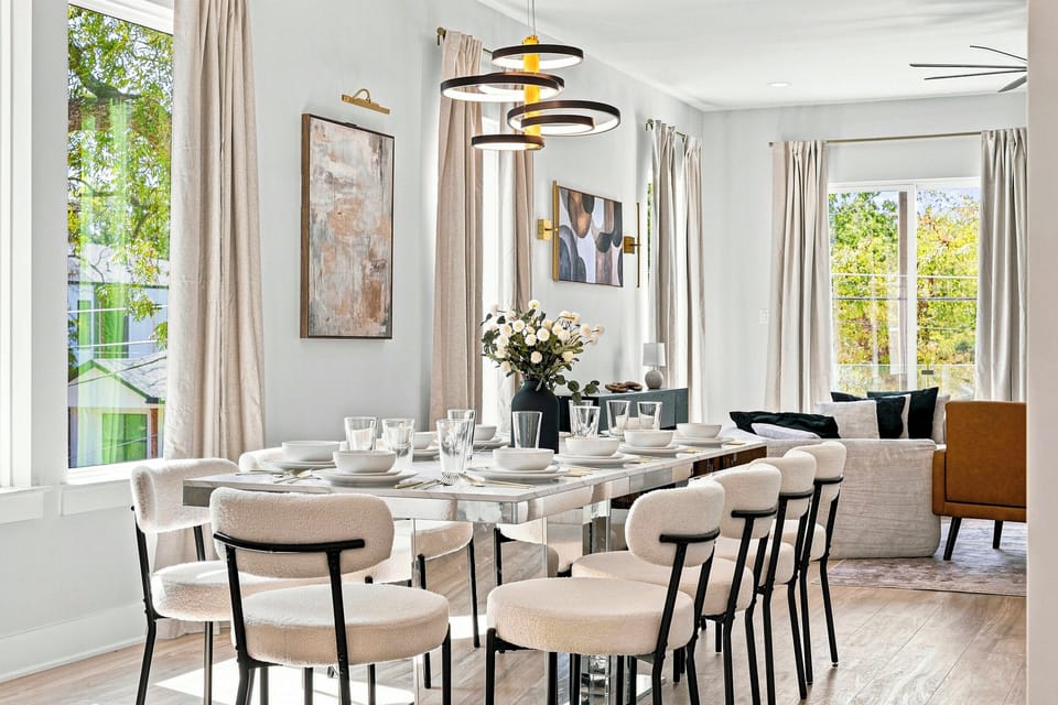 Dine in style with elegant decor and natural light pouring through spacious windows!