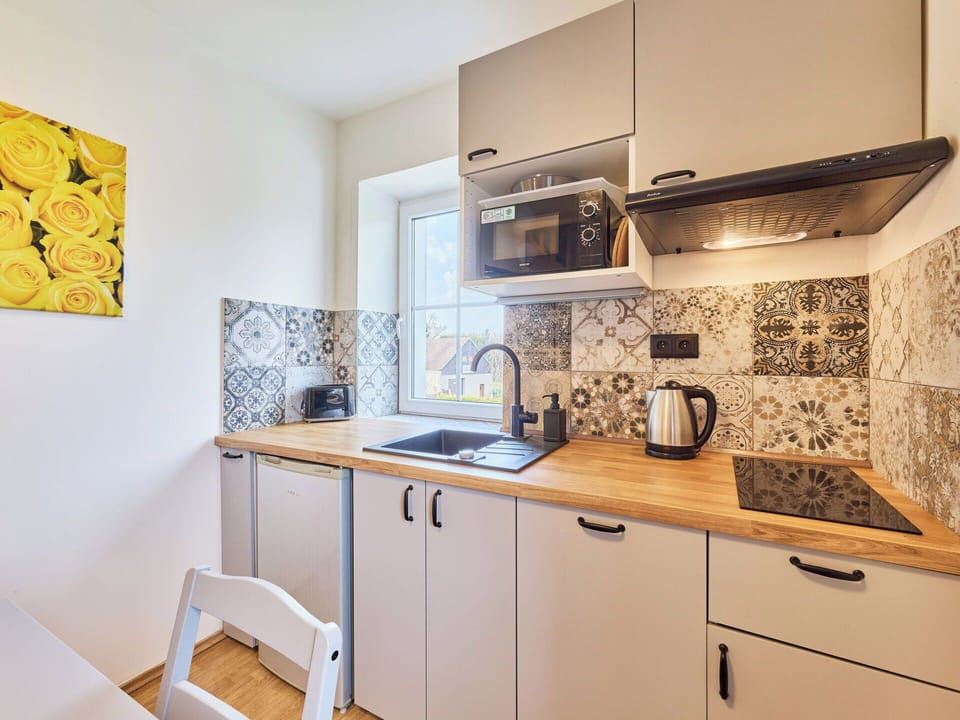 Kitchen Appliance, Kitchen, Countertop, Major Appliance, Interior Design, Flooring, Cabinetry, Floor, Room, Plumbing Fixture