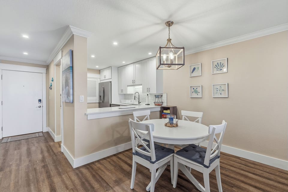 Dining table and kitchen
