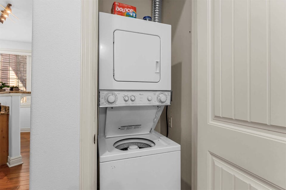 Private laundry is available for your stay, tucked away in a hall closet​