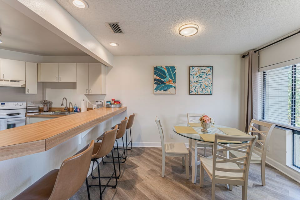 Gather around the dining table for a home-cooked meal, enjoy takeout from a local favorite, or share stories about your day's adventures.
