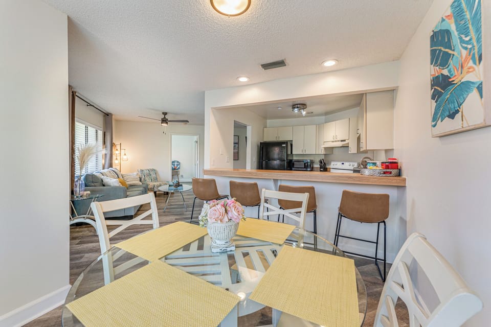 Gather around the dining table for a home-cooked meal, enjoy takeout from a local favorite, or share stories about your day's adventures.
