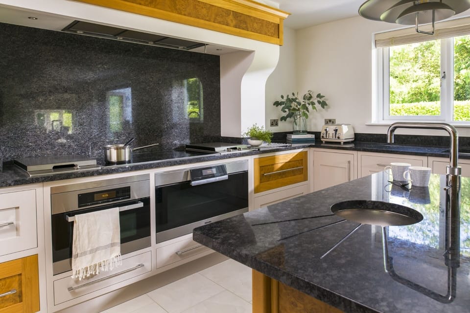 Modern luxury kitchen at Bryher Garden Mousehole holiday home