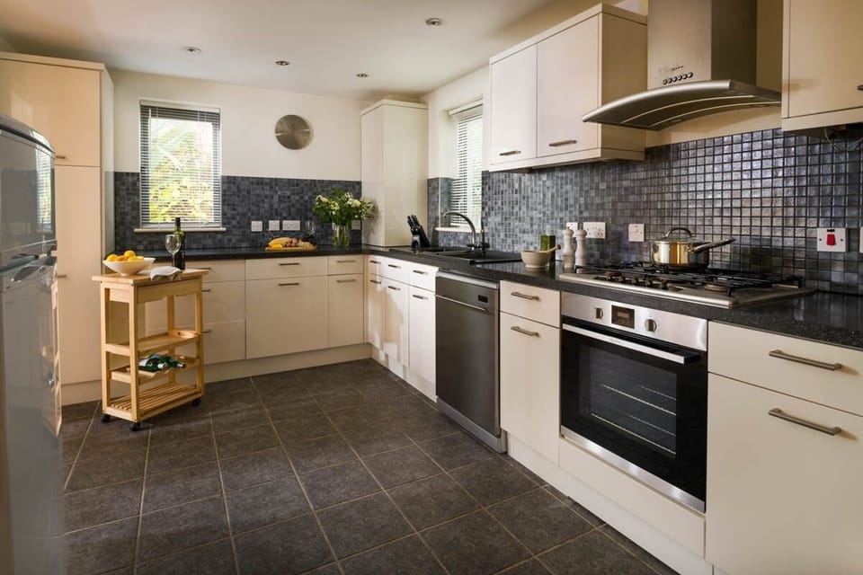 Kitchen at Castle Bay coastal apartment Falmouth Cornwall