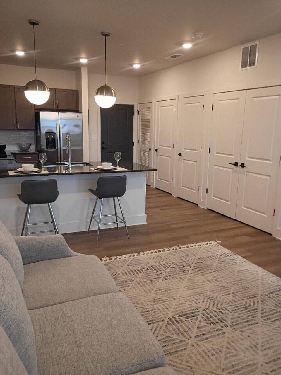 A stylish dining bar for two, perfect for meals, coffee, or conversation.