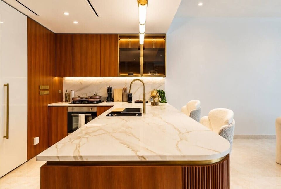 Luxury Apartment, 2 Bedrooms, Balcony, Beachside | Private kitchen | Fridge, microwave, oven, dishwasher